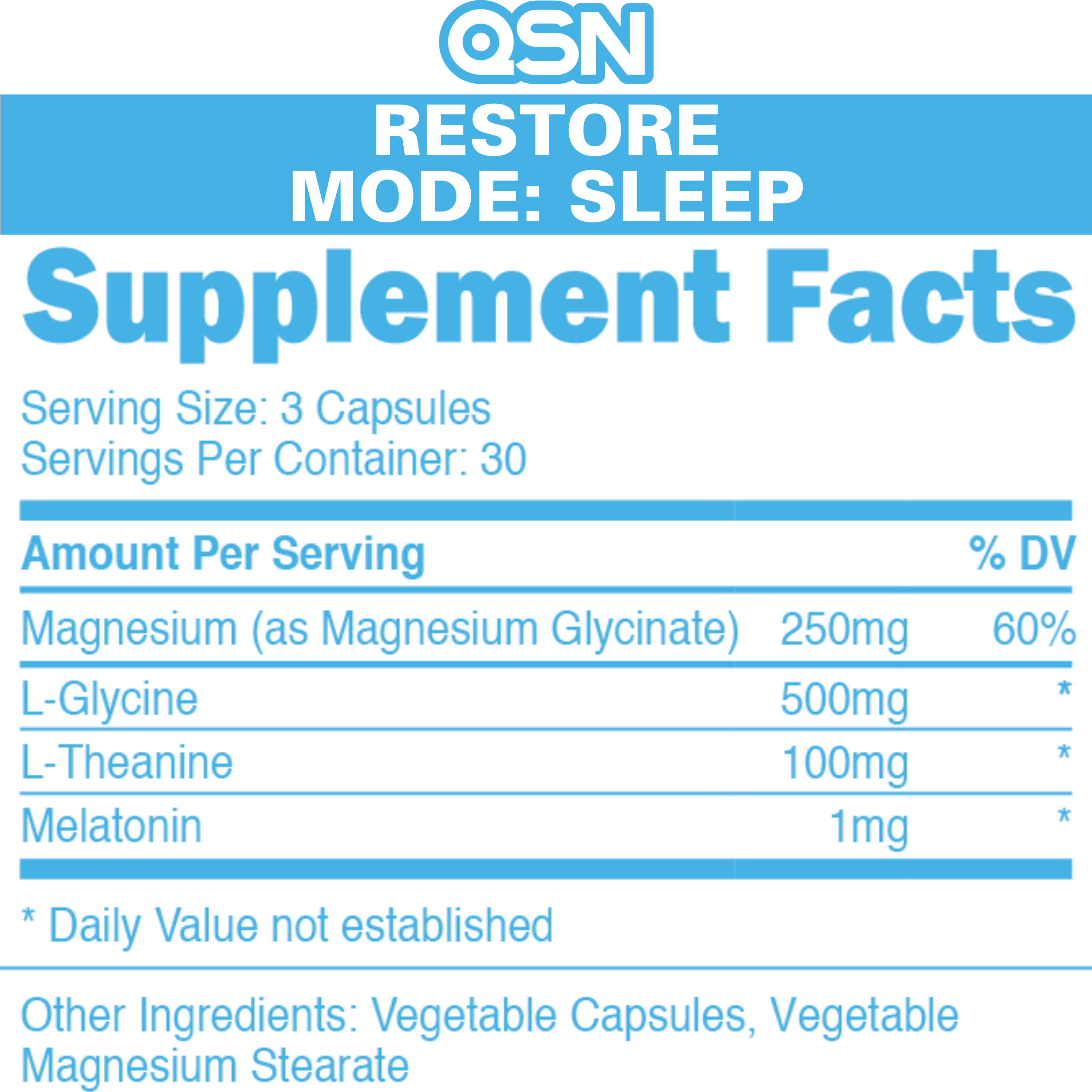 QSN Restore Supplement Facts